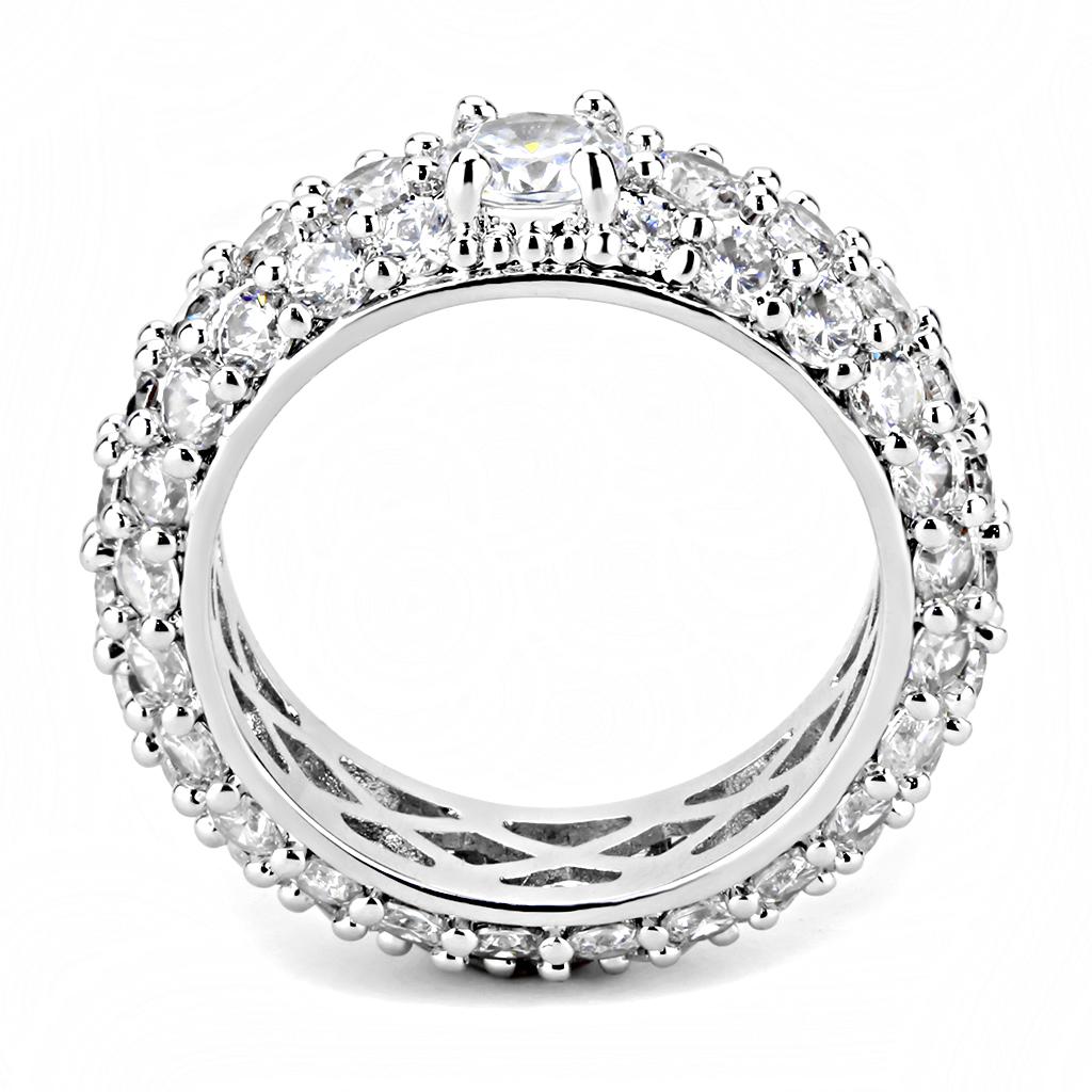 3W1534 - Rhodium Brass Ring with AAA Grade CZ in Clear