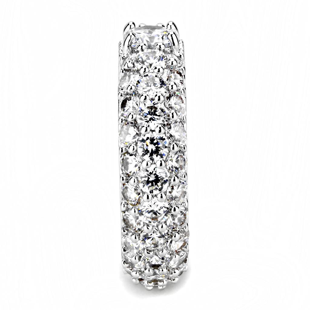 3W1534 - Rhodium Brass Ring with AAA Grade CZ in Clear