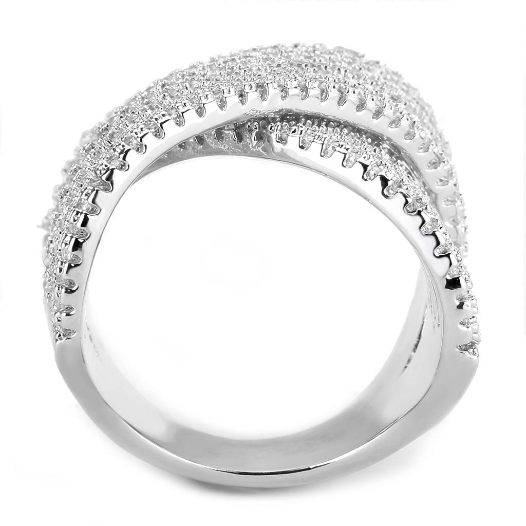 3W1539 - Rhodium Brass Ring with AAA Grade CZ in Clear