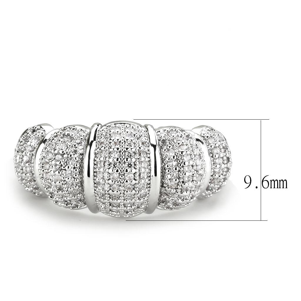 3W1540 - Rhodium Brass Ring with AAA Grade CZ in Clear