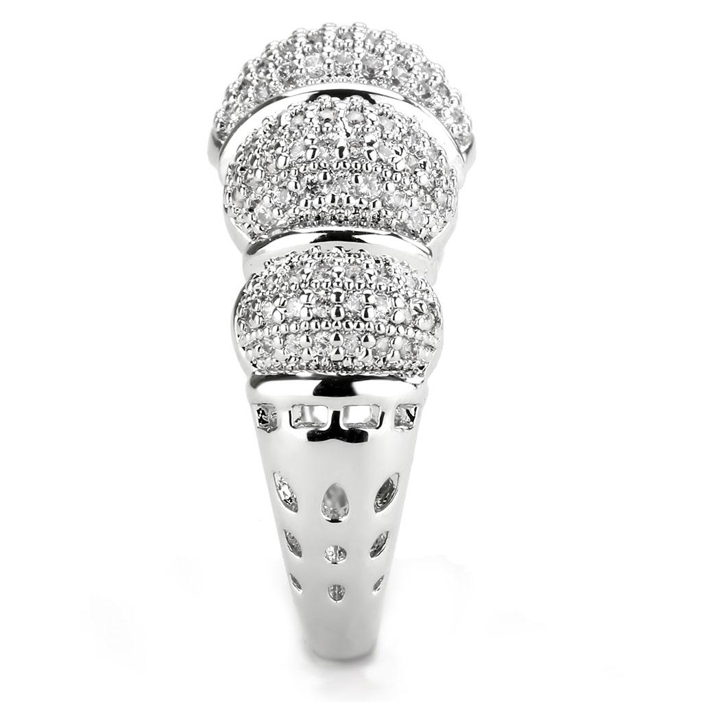 3W1540 - Rhodium Brass Ring with AAA Grade CZ in Clear