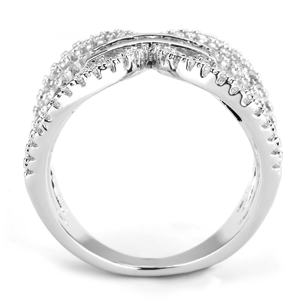 3W1541 - Rhodium Brass Ring with AAA Grade CZ in Clear