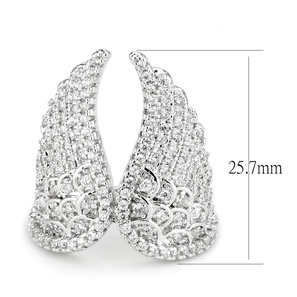 3W1543 - Rhodium Brass Ring with AAA Grade CZ in Clear
