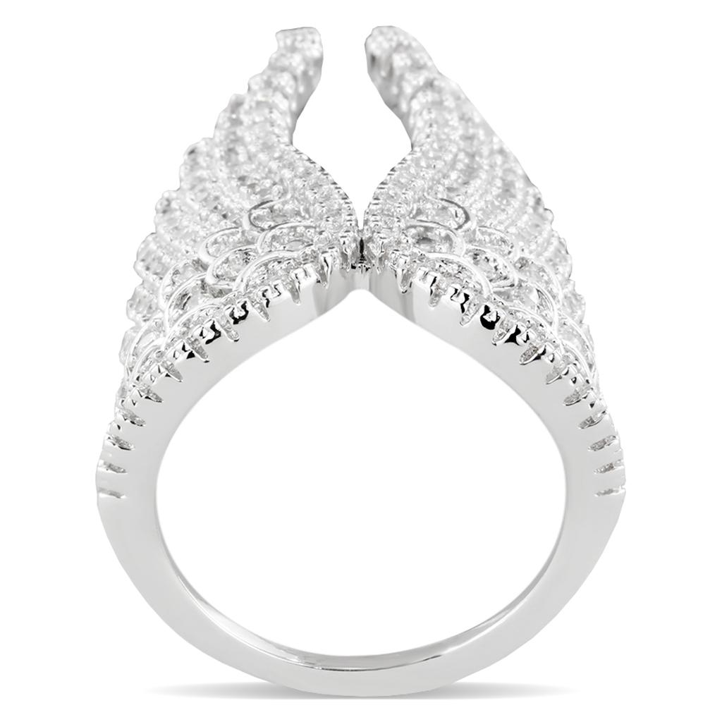 3W1543 - Rhodium Brass Ring with AAA Grade CZ in Clear