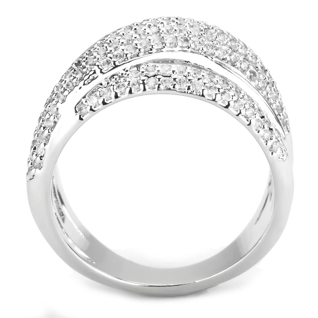 3W1544 - Rhodium Brass Ring with AAA Grade CZ in Clear