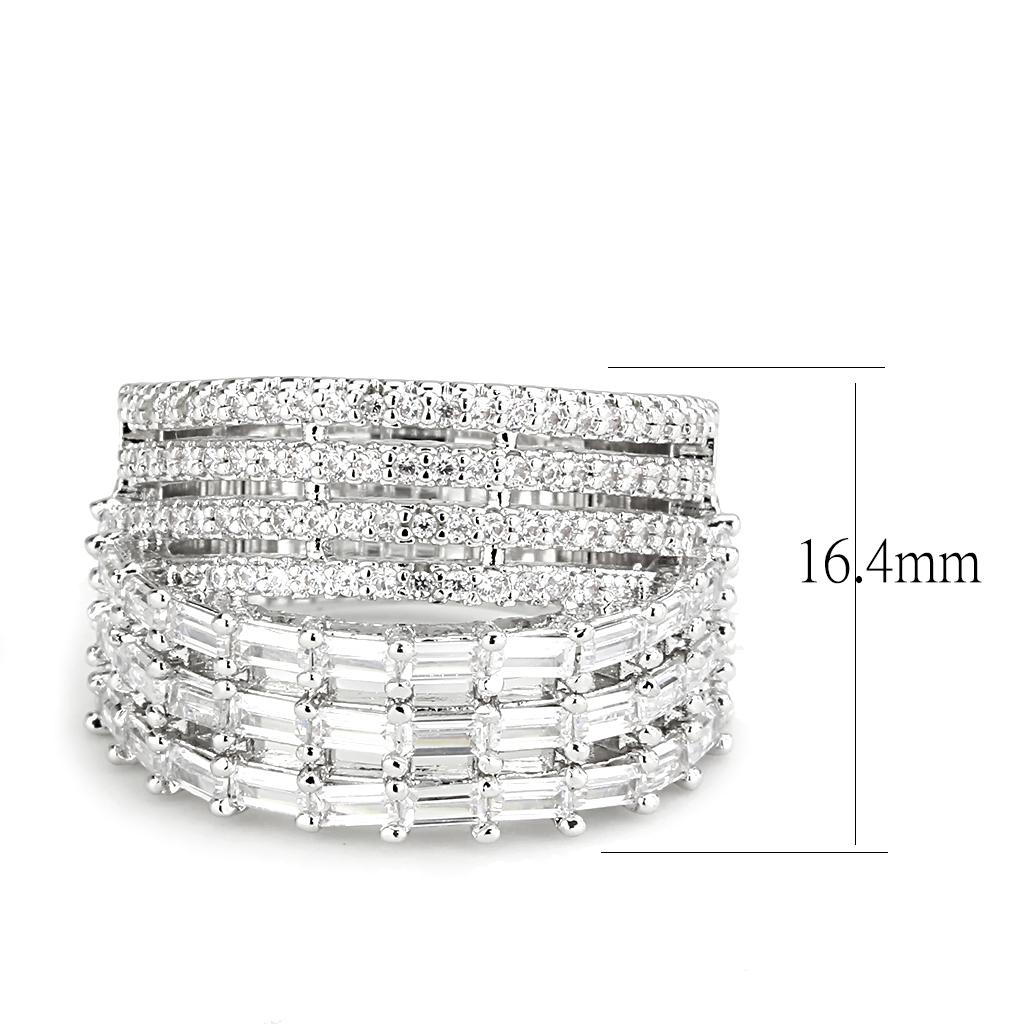 3W1545 - Rhodium Brass Ring with AAA Grade CZ in Clear