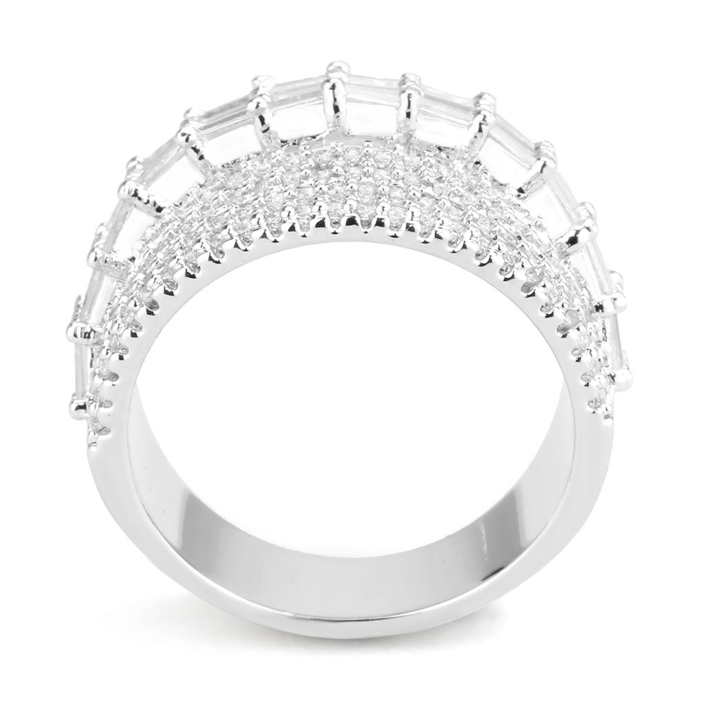 3W1545 - Rhodium Brass Ring with AAA Grade CZ in Clear