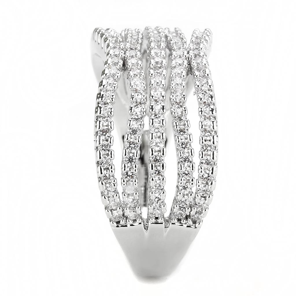 3W1546 - Rhodium Brass Ring with AAA Grade CZ in Clear