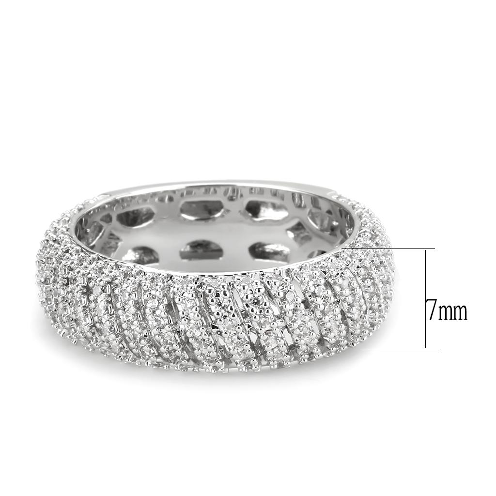 3W1550 - Rhodium Brass Ring with AAA Grade CZ in Clear