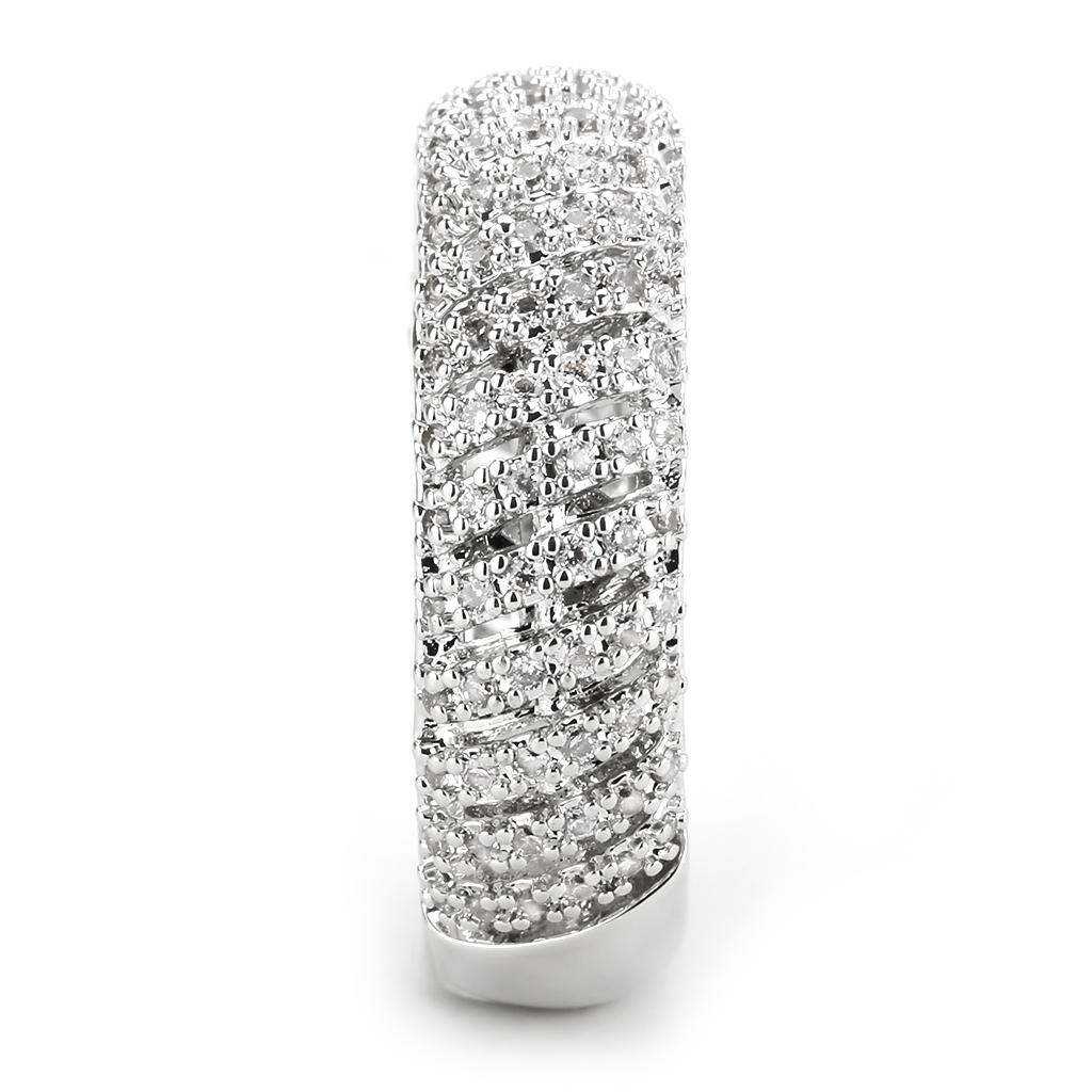 3W1550 - Rhodium Brass Ring with AAA Grade CZ in Clear