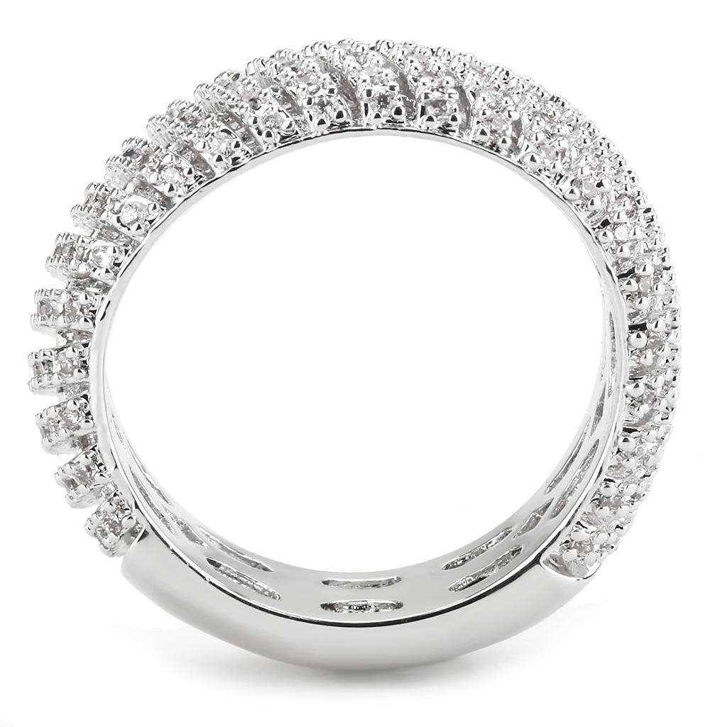 3W1550 - Rhodium Brass Ring with AAA Grade CZ in Clear