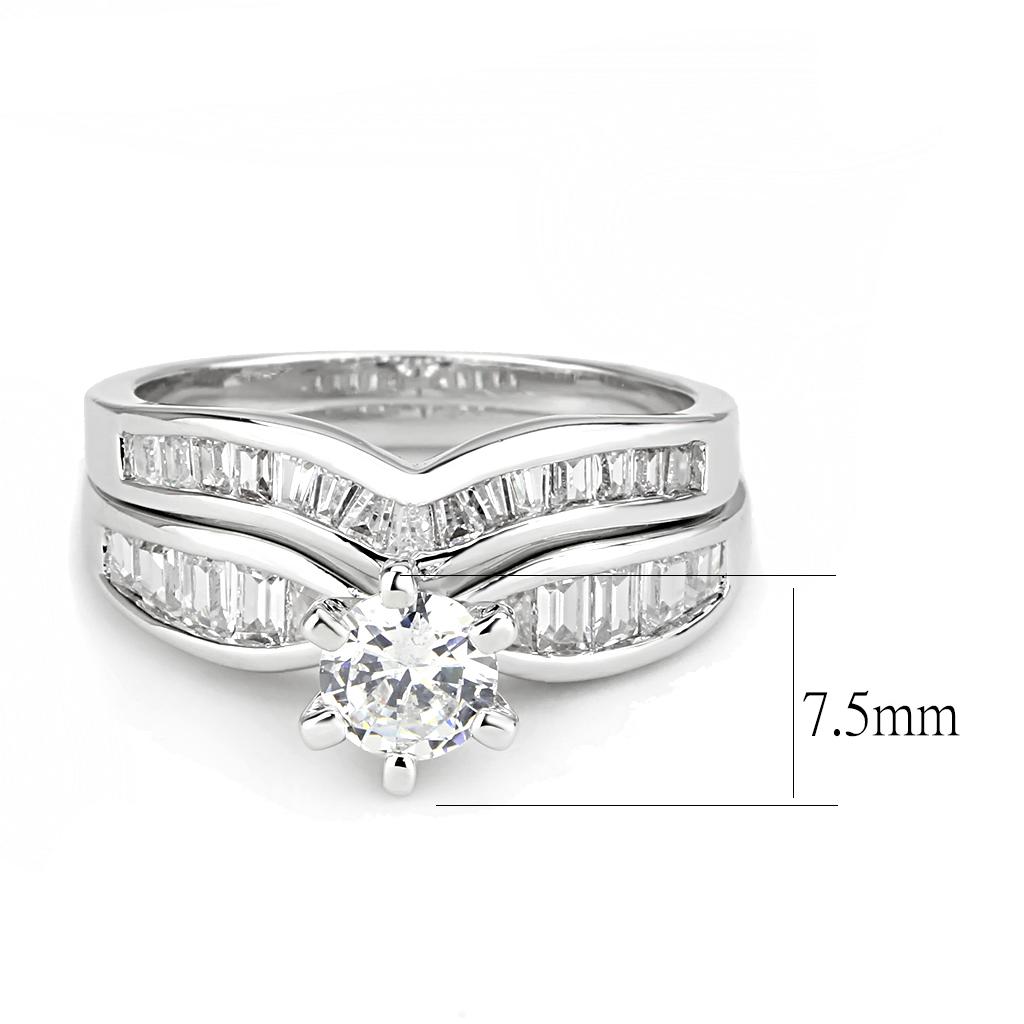 3W1552 - Rhodium Brass Ring with AAA Grade CZ in Clear
