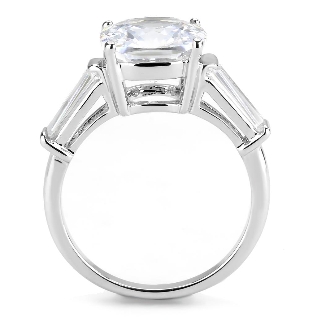 3W1561 - Rhodium Brass Ring with AAA Grade CZ in Clear