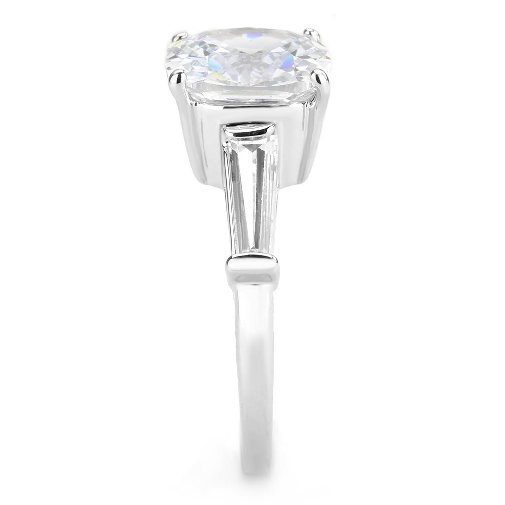 3W1561 - Rhodium Brass Ring with AAA Grade CZ in Clear