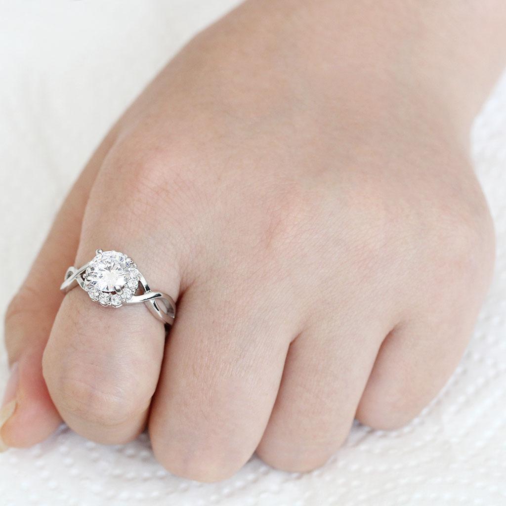3W1575 - Rhodium Brass Ring with AAA Grade CZ in Clear