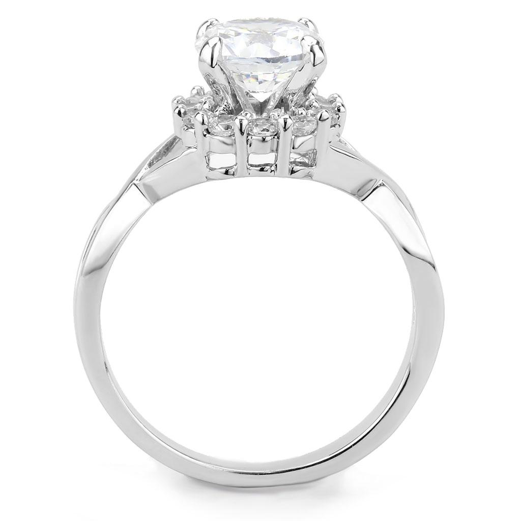 3W1575 - Rhodium Brass Ring with AAA Grade CZ in Clear