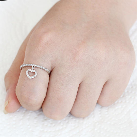 3W1579 - Rhodium Brass Ring with AAA Grade CZ in Clear