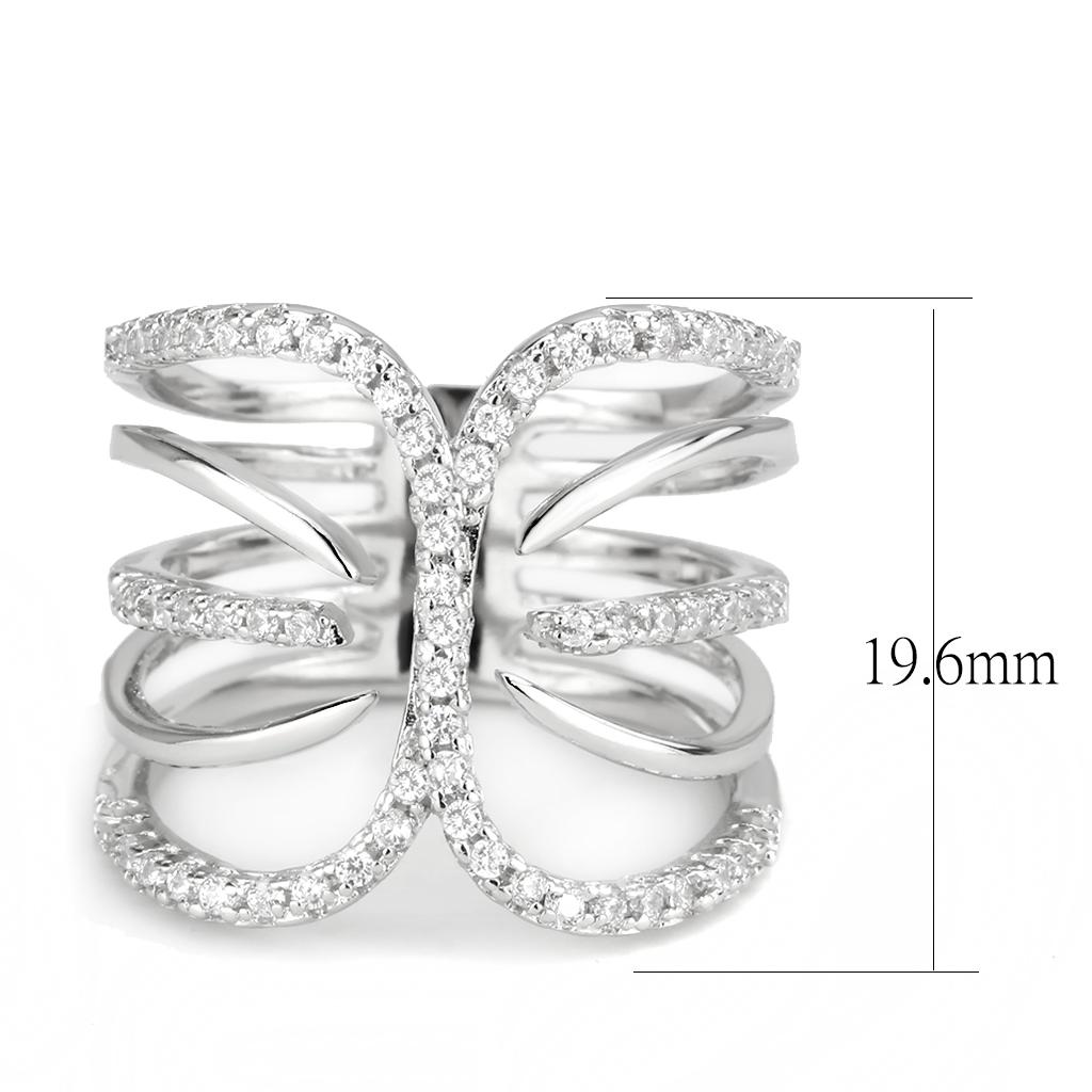 3W1580 - Rhodium Brass Ring with AAA Grade CZ in Clear