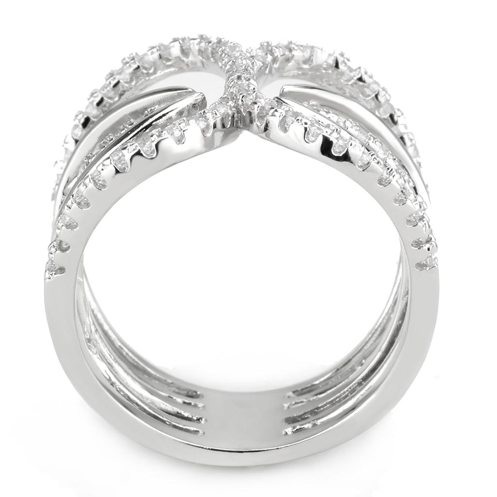 3W1580 - Rhodium Brass Ring with AAA Grade CZ in Clear
