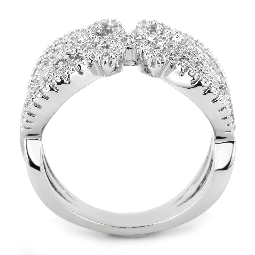 3W1581 - Rhodium Brass Ring with AAA Grade CZ in Clear
