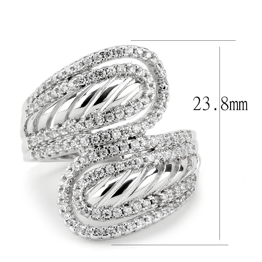 3W1582 - Rhodium Brass Ring with AAA Grade CZ in Clear