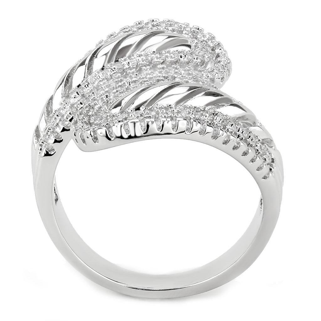 3W1582 - Rhodium Brass Ring with AAA Grade CZ in Clear