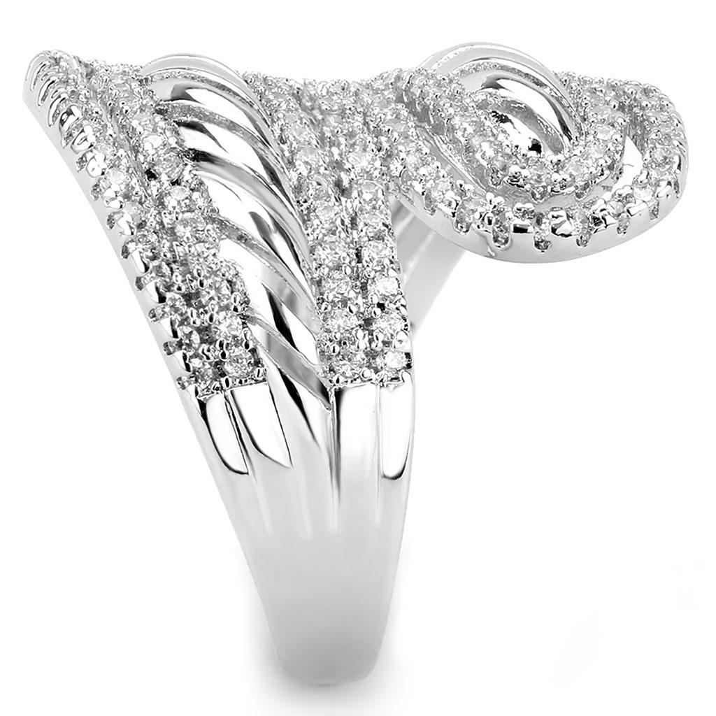 3W1582 - Rhodium Brass Ring with AAA Grade CZ in Clear