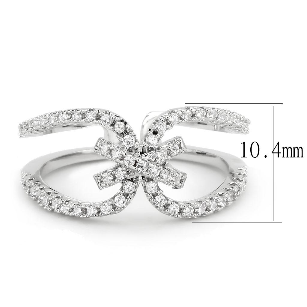 3W1583 - Rhodium Brass Ring with AAA Grade CZ in Clear