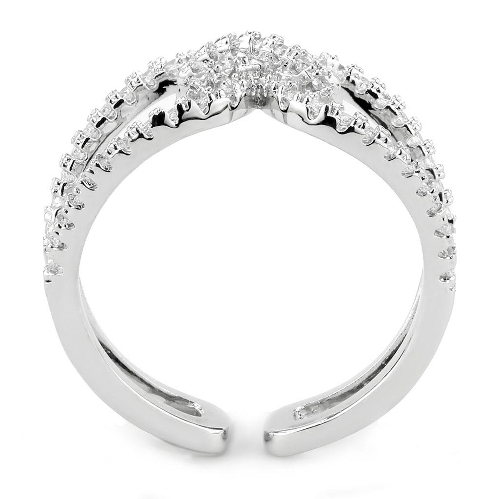 3W1583 - Rhodium Brass Ring with AAA Grade CZ in Clear