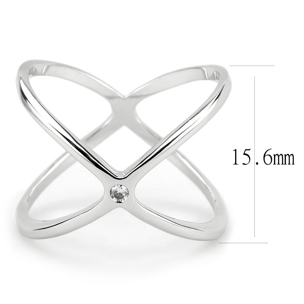 3W1584 - Rhodium Brass Ring with AAA Grade CZ in Clear