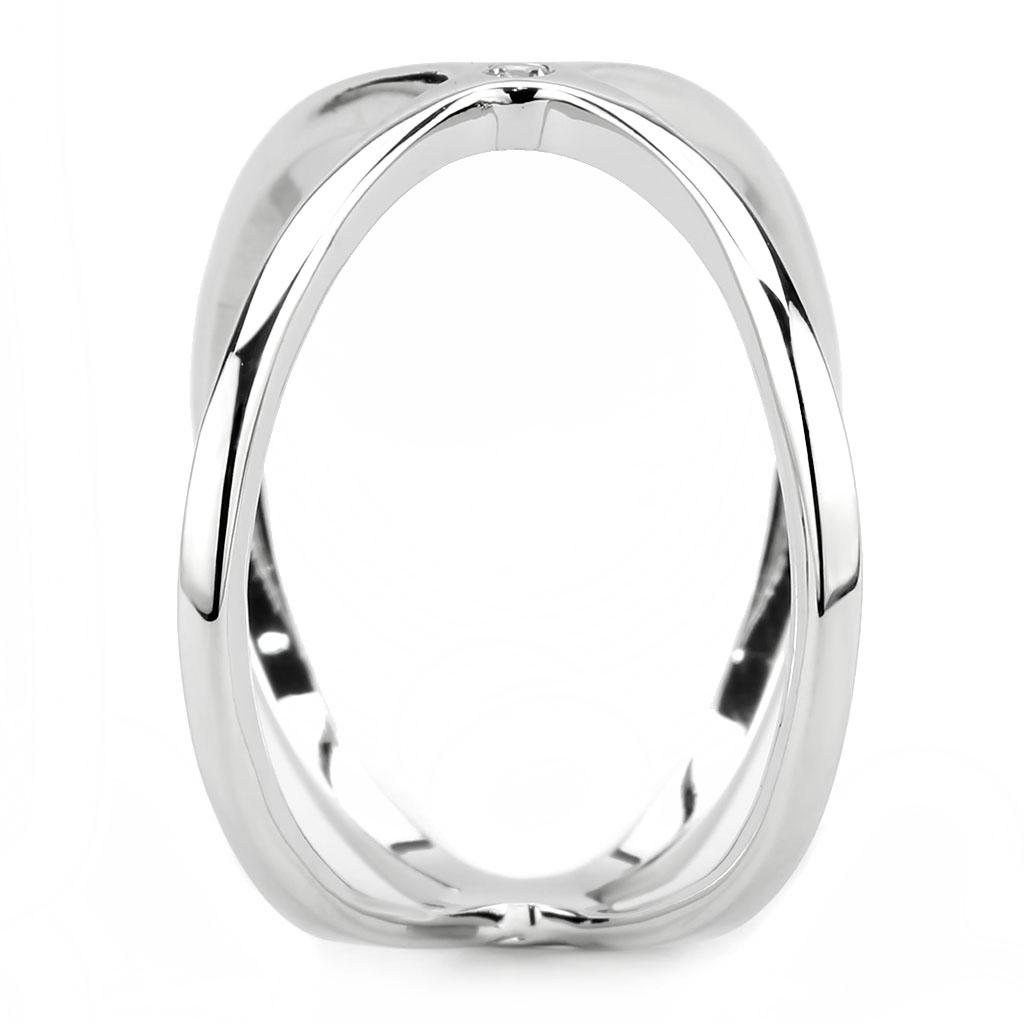 3W1584 - Rhodium Brass Ring with AAA Grade CZ in Clear