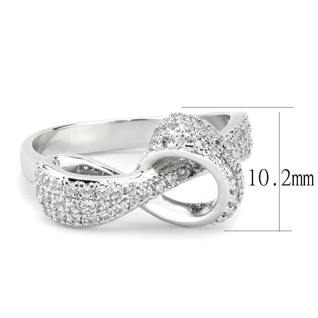 3W1585 - Rhodium Brass Ring with AAA Grade CZ in Clear