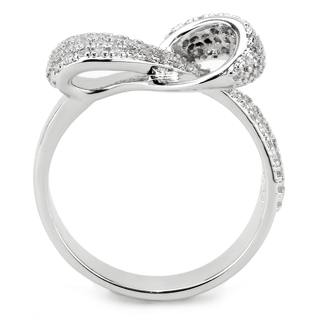 3W1585 - Rhodium Brass Ring with AAA Grade CZ in Clear