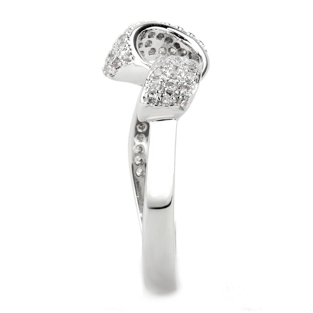 3W1585 - Rhodium Brass Ring with AAA Grade CZ in Clear