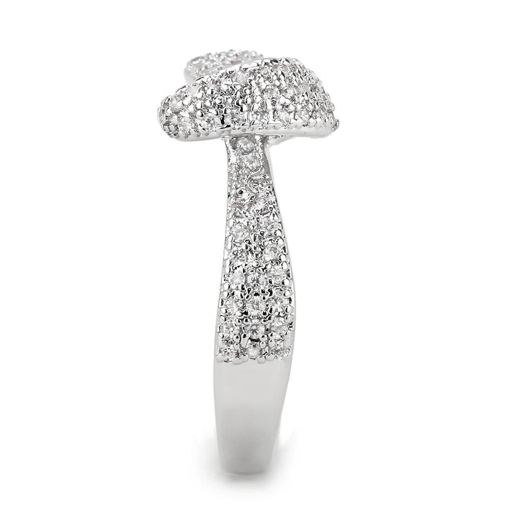 3W1585 - Rhodium Brass Ring with AAA Grade CZ in Clear