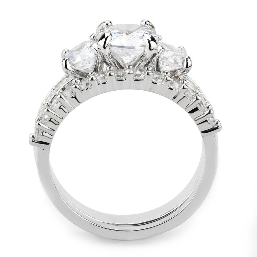 3W1588 - Rhodium Brass Ring with AAA Grade CZ in Clear