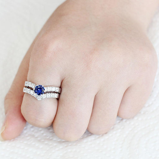 3W1596 - Rhodium Brass Ring with AAA Grade CZ in London Blue