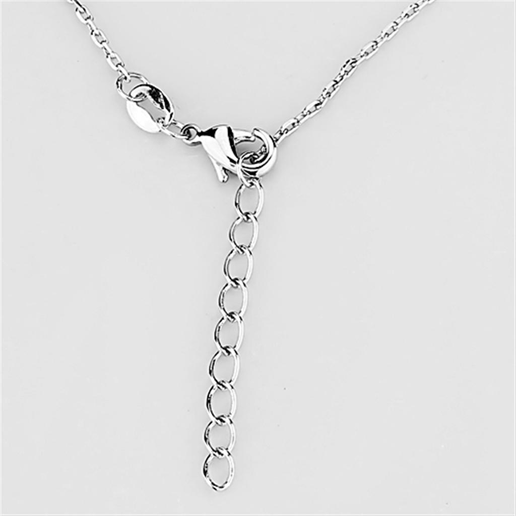 3W423 - Rhodium Brass Necklace with AAA Grade CZ in Clear