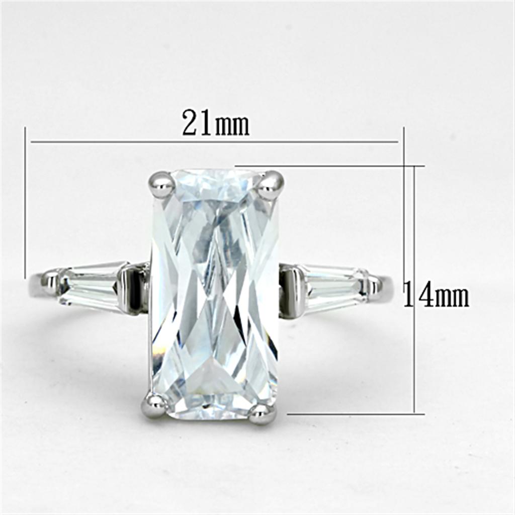 3W460 - Rhodium Brass Ring with AAA Grade CZ in Clear