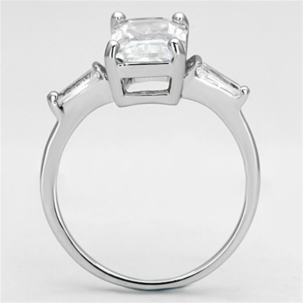 3W460 - Rhodium Brass Ring with AAA Grade CZ in Clear