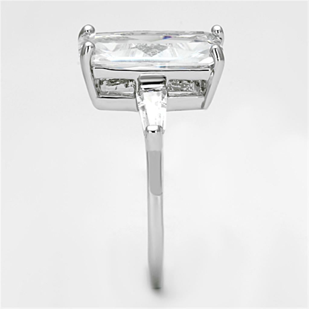 3W460 - Rhodium Brass Ring with AAA Grade CZ in Clear