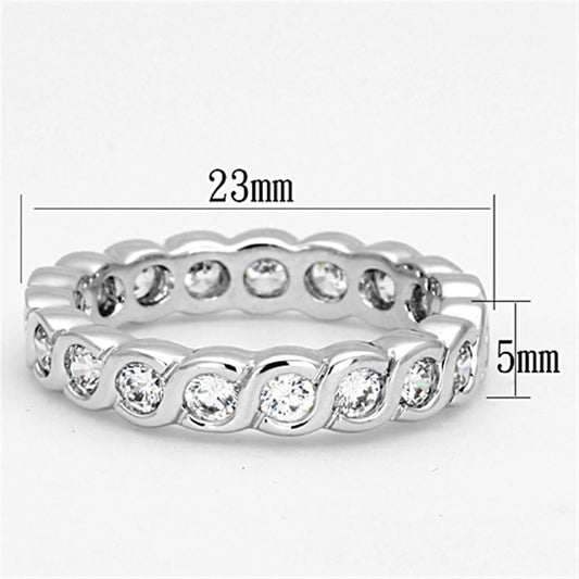 3W462 - Rhodium Brass Ring with AAA Grade CZ in Clear