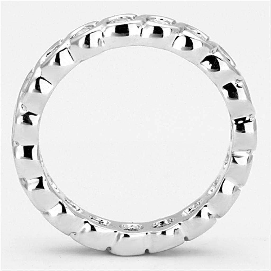 3W462 - Rhodium Brass Ring with AAA Grade CZ in Clear