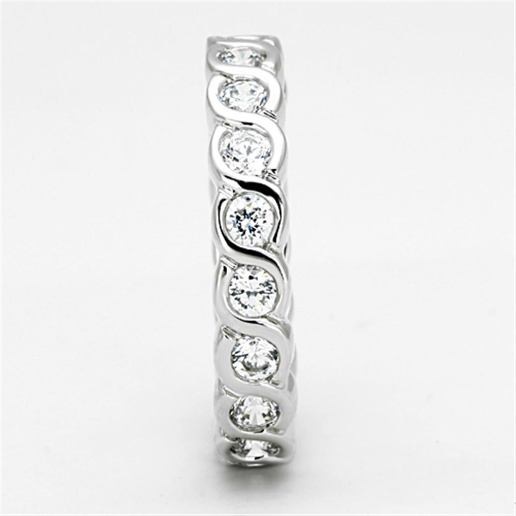 3W462 - Rhodium Brass Ring with AAA Grade CZ in Clear
