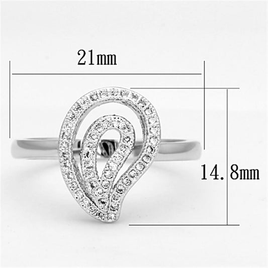 3W463 - Rhodium Brass Ring with AAA Grade CZ in Clear