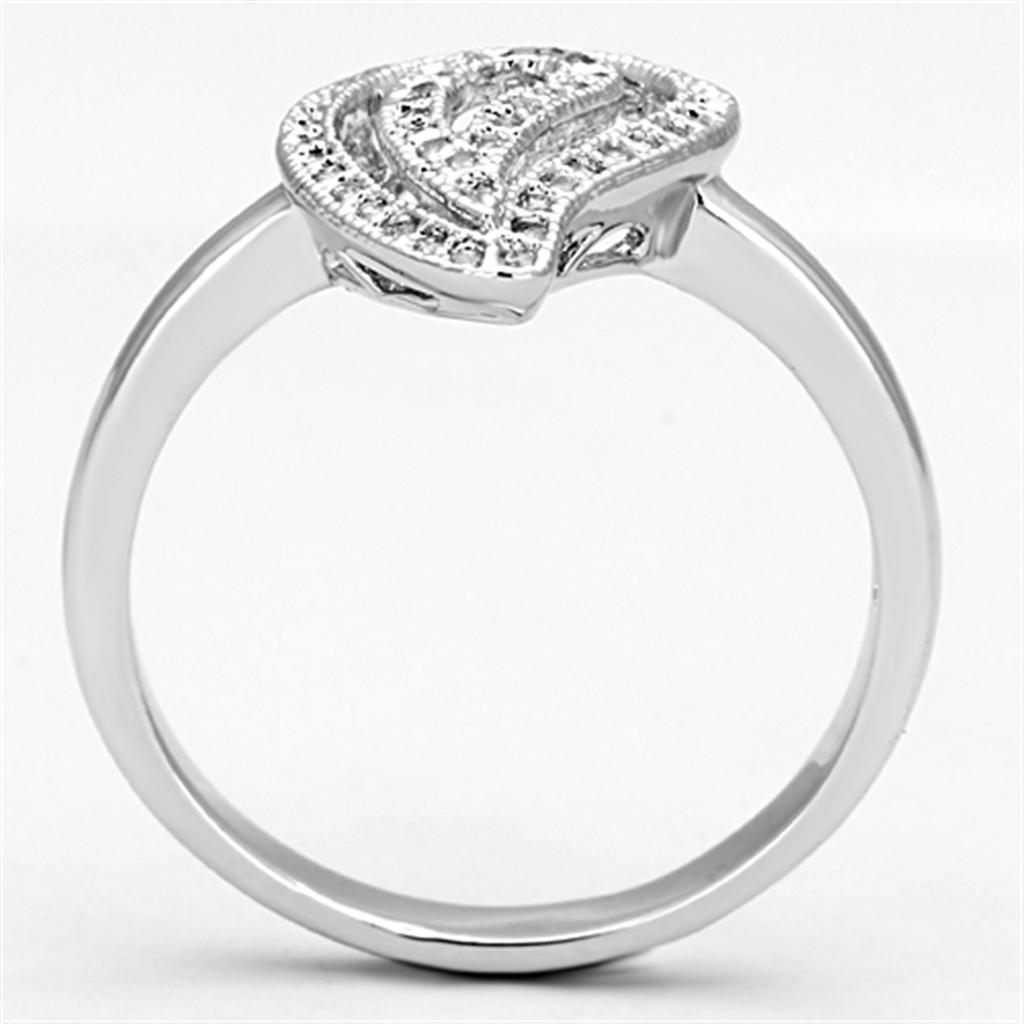 3W463 - Rhodium Brass Ring with AAA Grade CZ in Clear