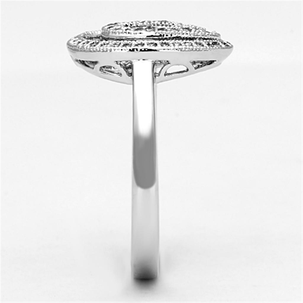 3W463 - Rhodium Brass Ring with AAA Grade CZ in Clear