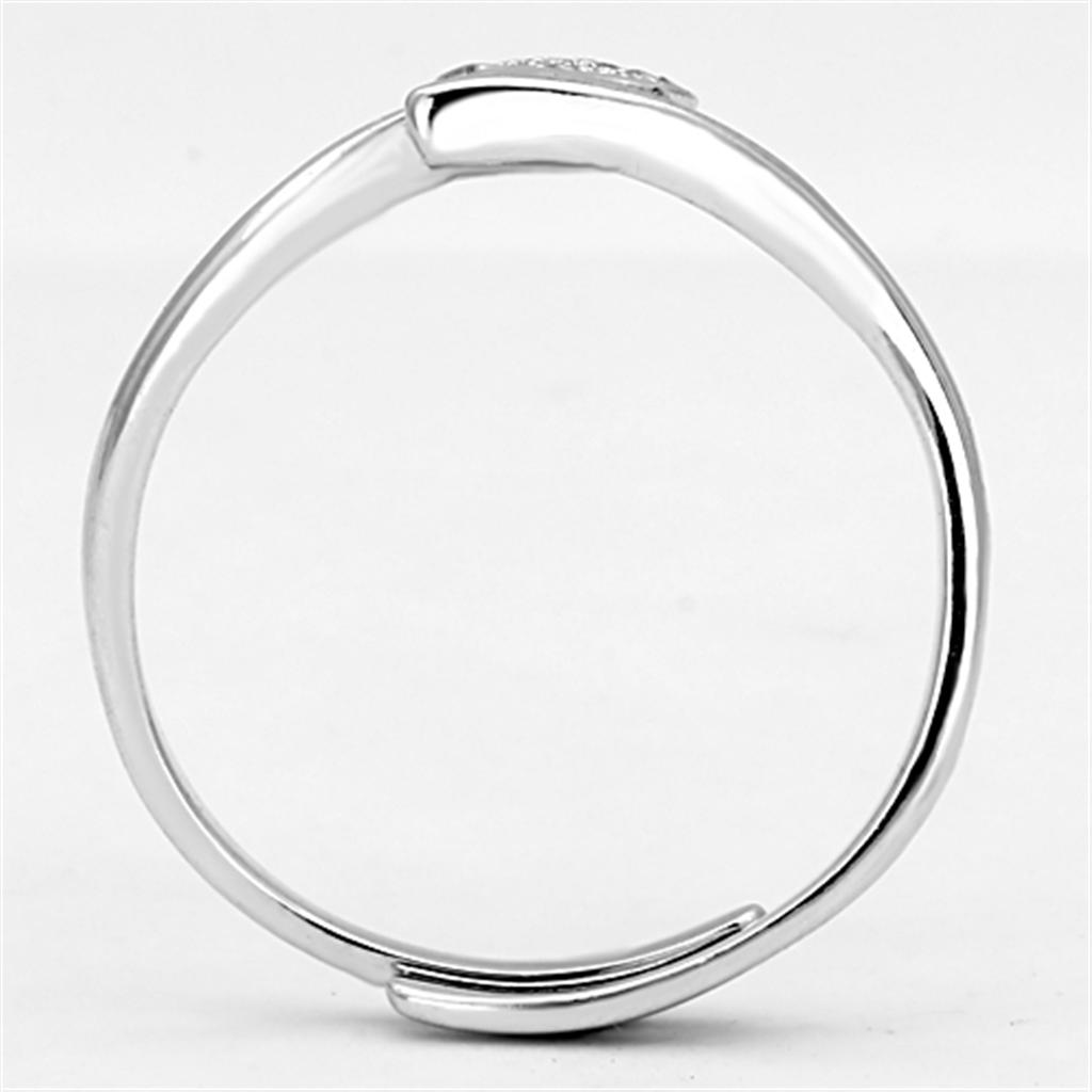 3W464 - Rhodium Brass Ring with AAA Grade CZ in Clear