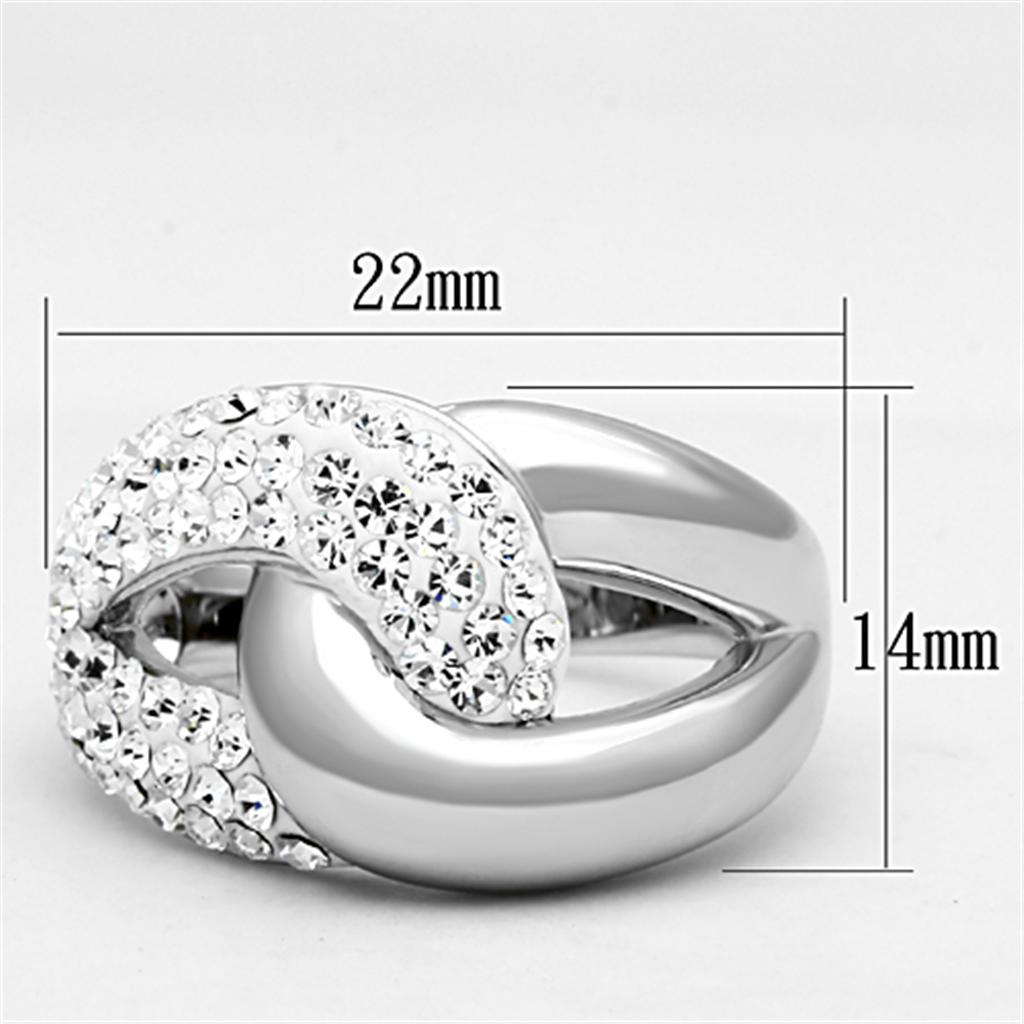 3W466 - Rhodium Brass Ring with Top Grade Crystal in Clear