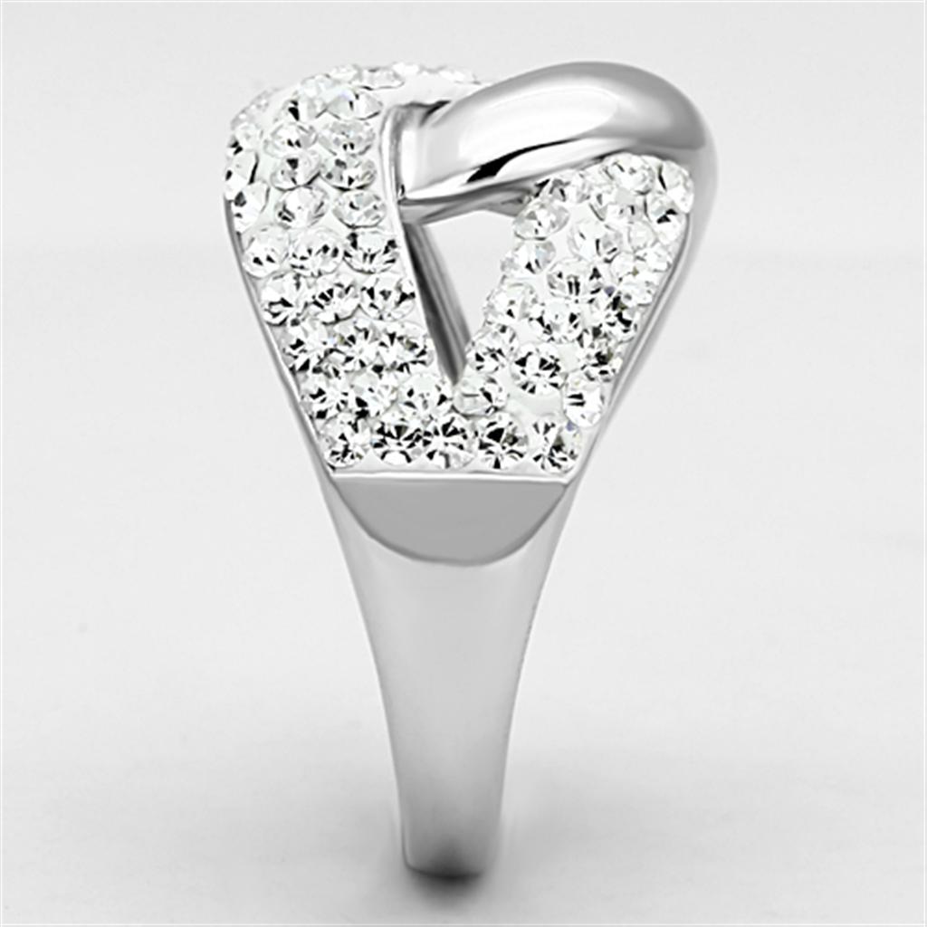3W466 - Rhodium Brass Ring with Top Grade Crystal in Clear